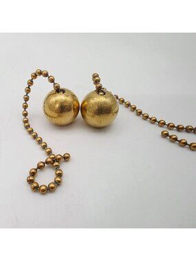 Antique Brass Lamp Light Socket Pull Beaded 5" Chain With 3/4" Ball